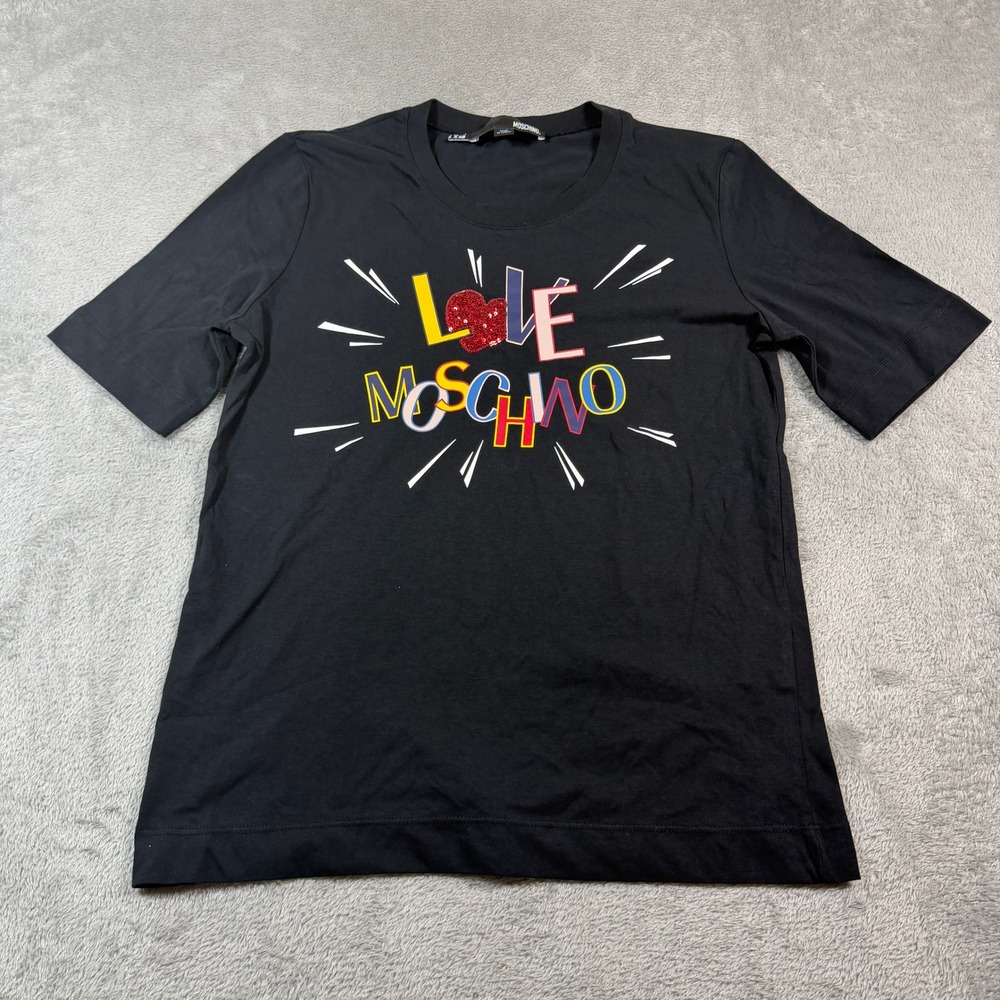 Love Moschino T-Shirt Women 4 Black Graphic Logo Heart